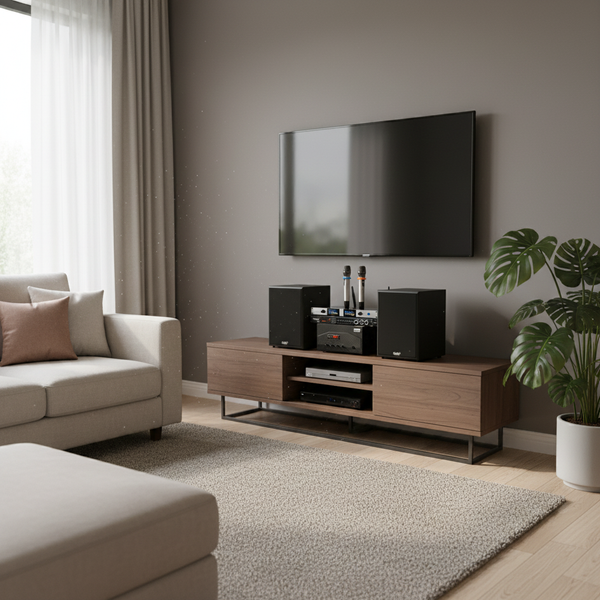 Hàng trưng bày: DÀN KARAOKE GOLD120B (AMPLY 1200W+ 2 V120+ bộ micro không dây + Vang)