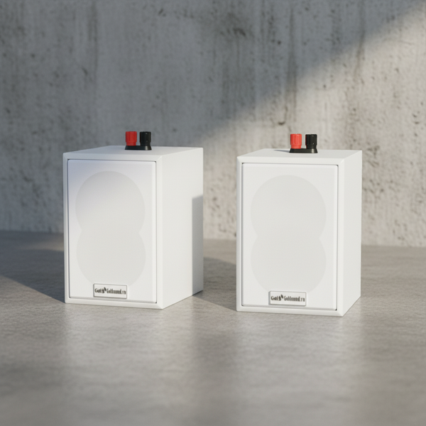 Loa vệ tinh treo tường Goldsound V12 Gold4cafe (1 loa) - công suất 12w, củ loa toàn dải cả âm Bass &Tress 3 inch, loa được thiết kế đập chậm để phù hợp với style quán dịch vụ, kích thước (Rộng*Cao*Sâu): 13*18*12.5 cm; chất liệu thùng gỗ 100%
