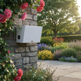 Dàn loa sân vườn: Amply A917PU-2K 2 vùng âm lượng 1200w + 4 loa ngoài trời V130NT màu trắng 130w, loa được thiết kế riêng cho quán, bật lớn không tạp âm, miễn phí công lắp đặt, bảo hành 12 tháng