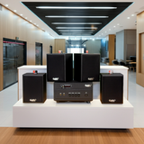 Dàn loa treo tường: Amply A154PU Goldsound 150w + 4 loa Goldsound V24c - 24w, loa được thiết kế riêng cho quán, bật lớn không tạp âm, bảo hành dài hạn 5 năm.