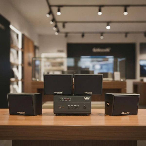 Dàn loa sân vườn: Amply A154PU Goldsound 150w + 4 loa treo tường ngoài trời V102NT Goldsound - 17w, loa được thiết kế riêng cho quán, bật lớn không tạp âm, không bao gồm công lắp đặt, bảo hành 12 tháng