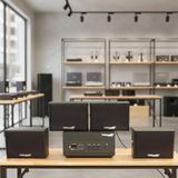 Dàn loa sân vườn: Amply A156PU Goldsound 200w + 4 loa treo tường ngoài trời V102NT Goldsound - 17w, loa được thiết kế riêng cho quán, bật lớn không tạp âm, không bao gồm công lắp đặt, bảo hành 12 tháng
