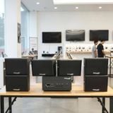Dàn loa sân vườn: Amply A156PU Goldsound 200w + 6 loa treo tường ngoài trời V102NT Goldsound - 17w, loa được thiết kế riêng cho quán, bật lớn không tạp âm, không bao gồm công lắp đặt, bảo hành 12 tháng