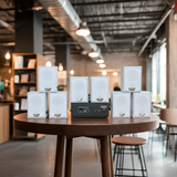 Dàn loa không dây treo tường, Loa thông báo, loa phát nhạc tự động: 01 amply A57 Goldsound + 8 loa không dây Goldsound V27 - 27w