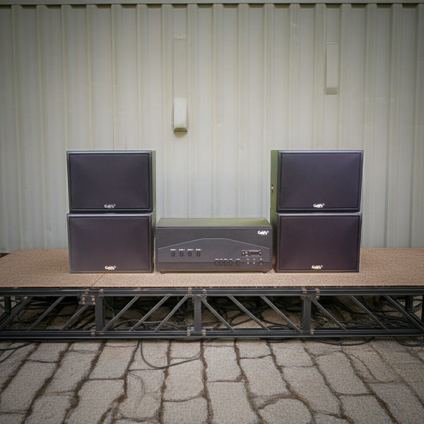 Dàn loa treo tường: Amply A917PU-4K Goldsound 4 vùng âm lượng 1500w + 4 loa Goldsound V130PU, Amply 4 - 6 vùng âm lượng, loa được thiết kế riêng cho quán, bật lớn không tạp âm, miễn phí công lắp đặt, bảo hành dài hạn 5 năm.