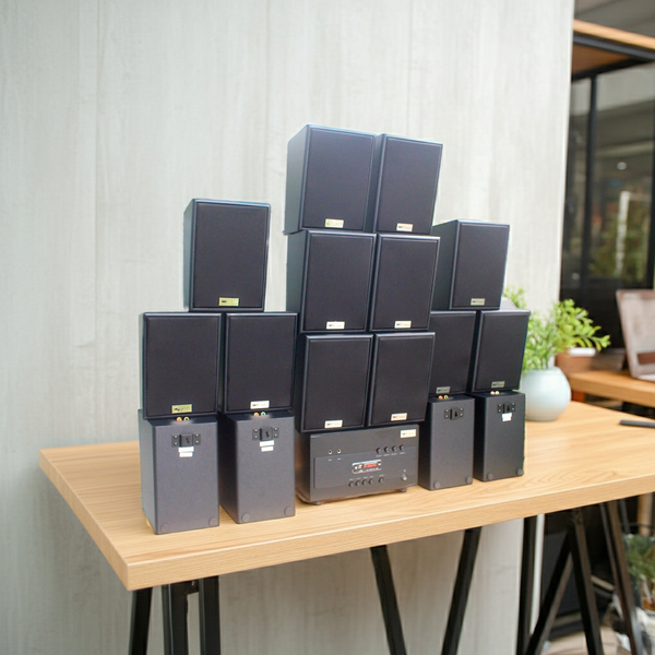 Loa treo tường, phát nhạc nền thông báo: A1800 Goldsound 4 vùng âm lượng 1800w + 16 loa Goldsound V40C 40w, Amply 4 - 6 vùng âm lượng, loa được thiết kế riêng cho quán, bật lớn không tạp âm, miễn phí công lắp đặt, bảo hành dài hạn 5 năm.