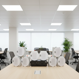 Loa âm trần thông báo, phát nhạc nền: Âm ly A917 Goldsound 2 vùng âm lượng 1200w + 8 loa âm trần Goldsound VAT38 38w, loa được thiết kế riêng cho quán, bật lớn không tạp âm, miễn phí công lắp đặt, bảo hành dài hạn 5 năm