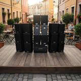 Loa treo tường phát nhạc nền quán cafe, nhà hàng: Amply A1800 Goldsound 4 vùng âm lượng 1800w + 18 loa Goldsound V25C 25W, Amply 4 - 6 vùng âm lượng, loa được thiết kế riêng cho quán