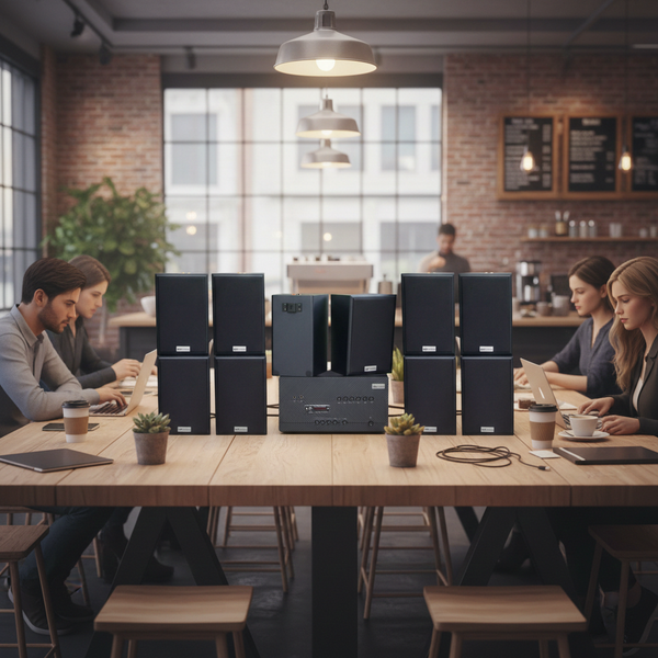 Loa treo tường, phát nhạc nền thông báo: A1800 Goldsound 6 vùng âm lượng 1800w + 10 loa Goldsound V40C 40w, Amply 4 - 6 vùng âm lượng, loa được thiết kế riêng cho quán, bật lớn không tạp âm, miễn phí công lắp đặt, bảo hành dài hạn 5 năm.