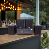 Loa thông báo, loa phát nhạc nền tự động A384PU-4K Goldsound 800w + 4 loa Goldsound V55C 55w, loa được thiết kế riêng cho quán, bật lớn không tạp âm, miễn phí công lắp đặt, bảo hành dài hạn 5 năm