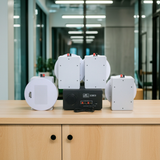 Dàn loa âm trần thông báo, phát nhạc nền tự động: A384PU-2K Goldsound 2 vùng âm lượng 380w + 4 loa âm trần Goldsound VAT38 - 38w, loa được thiết kế riêng cho quán, bật lớn không tạp âm, miễn phí công lắp đặt, bảo hành dài hạn 5 năm.