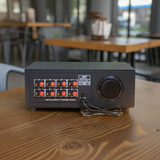 Amply A384PU-8V Goldsound (384w, 8 vùng bật/tắt, đủ kết nối Bluetooth, AUX, USB, TF)