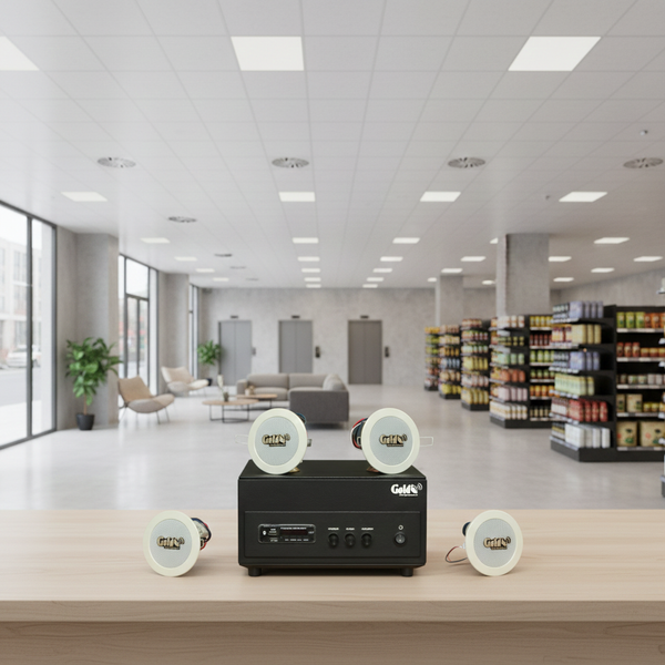 Dàn loa âm trần thông báo, phát nhạc nền tự động: A156PU Goldsound 200w + 4 loa âm trần VAT8, loa được thiết kế riêng cho quán, bật lớn không tạp âm, miễn phí công lắp đặt, bảo hành dài hạn 12 tháng