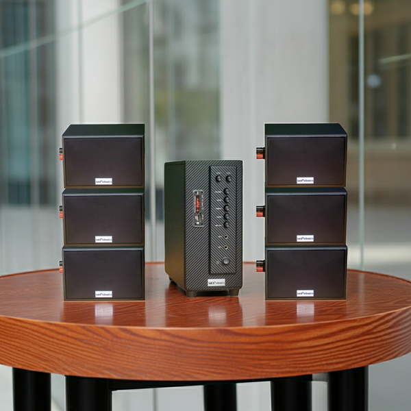 HÀNG TRƯNG BÀY: dàn âm thanh quán [Amply 380w + 6 loa treo tường 15w Goldsound] - BH 6 tháng