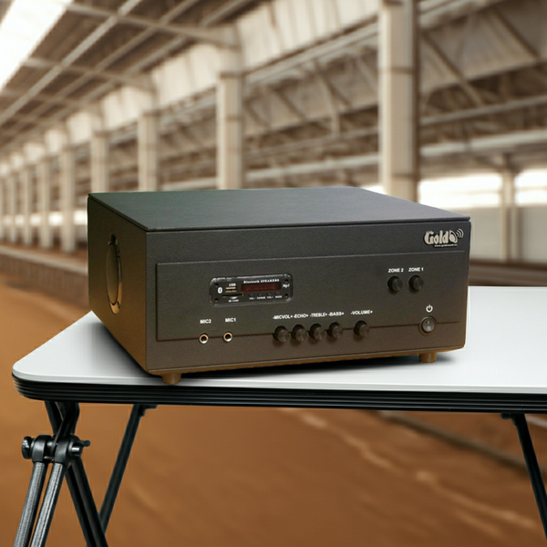 Amply phóng thanh A907PU-100V Goldsound, Amply 2 vùng âm lượng, được thiết kế riêng cho từng không gian, bật lớn không tạp âm, miễn phí công lắp đặt, bảo hành dài hạn 12 tháng