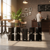 Dàn loa thông báo phát nhạc nền tự động Gold4cafe_DA 8.0 (01 Amply + 08 loa treo tường), Amply 2 vùng âm lượng, loa được thiết kế riêng cho quán, bật lớn không tạp âm, bảo hành dài hạn 5 năm.