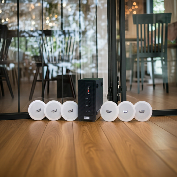 Bộ loa âm trần thông báo phát nhạc nền tự động cao cấp SA6.0_TH (amply 156w + 6 loa âm trần 15w), loa được thiết kế riêng cho quán, bật lớn không tạp âm, bảo hành dài hạn 12 tháng