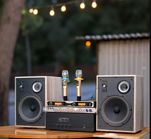 Dàn Karaoke Acoustic:  1 Amply A918 + 2 V231 + 1 vang + 2 Micro không dây - Hàng trưng bày đồng giá cuối năm