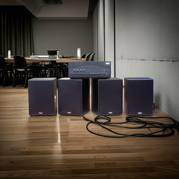 Dàn loa hội trường: Amply A917PU - 4K + 4 V230PU, Amply 4 - 6 vùng âm lượng, loa được thiết kế riêng, bật lớn không tạp âm, miễn phí công lắp đặt, bảo hành dài hạn 5 năm.