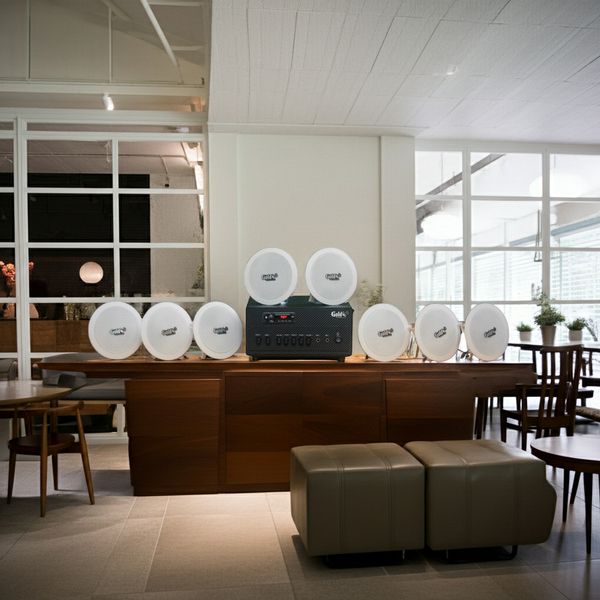 Bộ loa âm trần thông báo phát nhạc nền tự động cao cấp SA8.0_TH (amply 384w + 8 loa âm trần 15w), loa được thiết kế riêng cho quán, bật lớn không tạp âm, bảo hành dài hạn 12 tháng