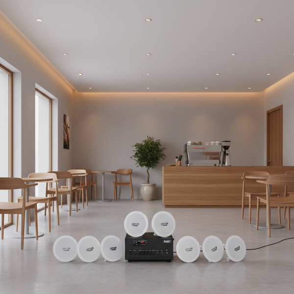 Bộ loa âm trần thông báo phát nhạc nền tự động cao cấp SA8.0_DA (amply 384w + 8 loa âm trần 15w), loa được thiết kế riêng cho quán, bật lớn không tạp âm, bảo hành dài hạn 12 tháng