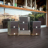 Dàn loa sân vườn: Amply A384-6K Goldsound 6 vùng âm lượng 1200w + 6 loa Goldsound ngoài trời V130NT 130w, Amply 4 - 6 vùng âm lượng, loa được thiết kế riêng cho quán, bật lớn không tạp âm, miễn phí công lắp đặt, bảo hành 12 tháng