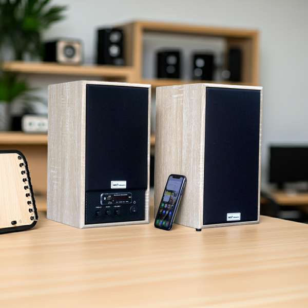 Loa vi tính GS31 2.0 Bluetooth, công suất 160w, Bass 4 inch, Tress 2 inch, bluetooth 5.0, cổng rca, khe usb, thiết kế loa thùng gỗ cao 38 cm, rộng 21 cm, sâu 21.5 cm