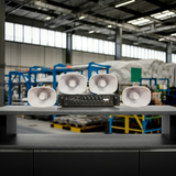 Loa thông báo nhà xưởng: 1 Amply A550F + 04 Ne35w, Amply 5 vùng, loa được thiết kế riêng, bật lớn không tạp âm, miễn phí công lắp đặt, bảo hành dài hạn 12 tháng