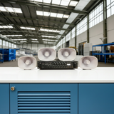 Loa thông báo nhà xưởng: 1 Amply A550F + 04 Ne35w, Amply 5 vùng, loa được thiết kế riêng, bật lớn không tạp âm, miễn phí công lắp đặt, bảo hành dài hạn 12 tháng