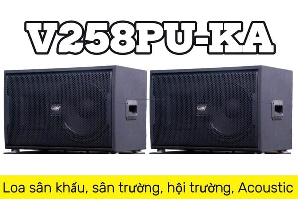Loa V258PU - KA Goldsound (số lượng 1 loa), công suất 400w, loa bass 30 cm, treble kèn, kích thước rộng 60 cm, cao 40 cm, sâu 36 cm, phủ da cao cấp, bảo hành dài hạn 5 năm.