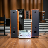Dàn loa cây V390-A1200 vân gỗ (Amply A1200 + 2 loa cây V390) - Hàng trưng bày đồng giá cuối năm