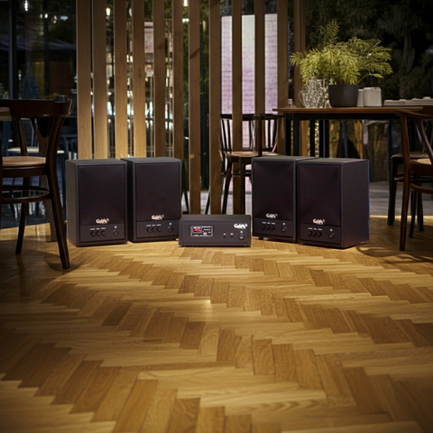 Dàn loa không dây treo tường: 01 amply A57-SG + 4 loa không dây V57-SG 57w