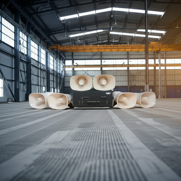 Loa thông báo nhà xưởng: 1 Amply A907PU-100V + 6 Ne20w, Amply hai vùng âm lượng, loa được thiết kế riêng, bật lớn không tạp âm, miễn phí công lắp đặt, bảo hành dài hạn 12 tháng