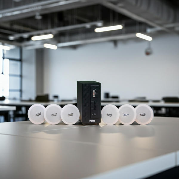 Bộ loa âm trần thông báo phát nhạc nền tự động cao cấp SA6.0_DA (amply 156w + 6 loa âm trần 15w), loa được thiết kế riêng cho quán, bật lớn không tạp âm, bảo hành dài hạn 12 tháng