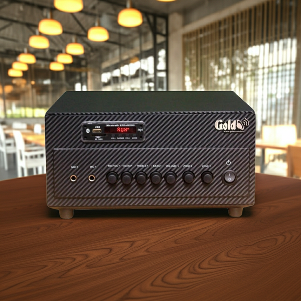 Amply tổng A384 Goldsound 2 phân vùng đầu ra (380w, đủ kết nối Bluetooth, RCA, AV, USB) chuyên dụng cho quán cafe, nhà hàng