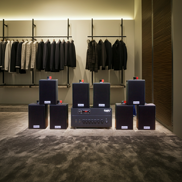 Dàn loa thông báo phát nhạc nền tự động Gold4cafe 8.0 (01 amply + 08 loa treo tường), Amply 2 vùng âm lượng, loa được thiết kế riêng cho quán, bật lớn không tạp âm, bảo hành dài hạn 5 năm.