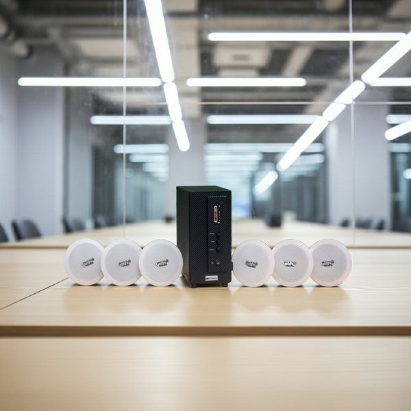 Bộ loa âm trần thông báo phát nhạc nền tự động cao cấp SA6.0_DA (amply 156w + 6 loa âm trần 15w), loa được thiết kế riêng cho quán, bật lớn không tạp âm, bảo hành dài hạn 12 tháng