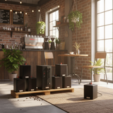 [Diện tích 100m2 + 2 Kênh] Loa thông báo, loa phát nhạc nền tự động Gold4cafe TH 6.0 (01 amply + 06 loa treo tường), Amply 2 vùng âm lượng, loa được thiết kế riêng cho quán, bật lớn không tạp âm, bảo hành dài hạn 5 năm.