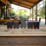 Dàn loa treo tường: Amply AMT154 + 4 V24C, Amply 2 vùng âm lượng, loa được thiết kế riêng cho quán, bật lớn không tạp âm, bảo hành dài hạn 5 năm.