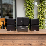 Dàn loa sân vườn: Amply A154PU Goldsound 150w + 6 loa Goldsound ngoài trời V101-NT - 15w, loa được thiết kế riêng cho quán, bật lớn không tạp âm,  không bao gồm công lắp đặt, bảo hành 12 tháng