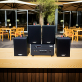 Dàn loa thông báo phát nhạc nền tự động: 1 Amply A154PU Goldsound 150w + 4 loa Goldsound V25c - 25w, loa được thiết kế riêng cho quán, bật lớn không tạp âm, miễn phí công lắp đặt, bảo hành dài hạn 5 năm.