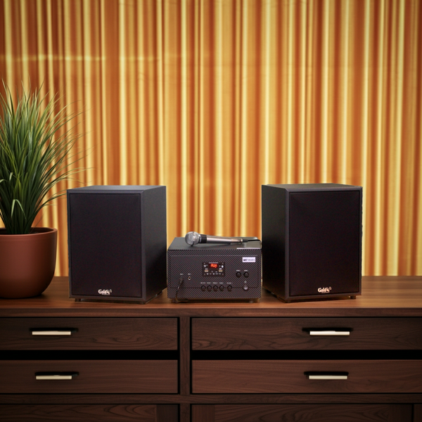 Hàng trưng bày: DÀN KARAOKE GOLD120 (AMPLY 900W + 2 V120+ 1 micro có dây)