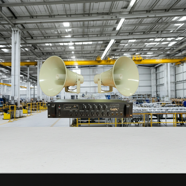 Loa thông báo nhà xưởng: 1 Amply A550F + 02 Ne85w, Amply 5 vùng, loa được thiết kế riêng, bật lớn không tạp âm, miễn phí công lắp đặt, bảo hành dài hạn 12 tháng