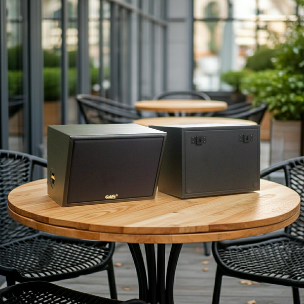 Dàn loa sân vườn: Amply A384-6K Goldsound 6 vùng âm lượng 1200w + 6 loa Goldsound ngoài trời V130NT 130w, Amply 4 - 6 vùng âm lượng, loa được thiết kế riêng cho quán, bật lớn không tạp âm, miễn phí công lắp đặt, bảo hành 12 tháng