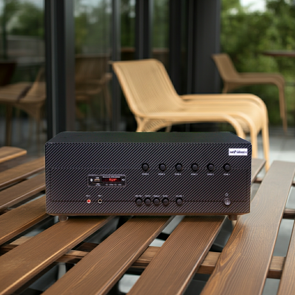 Dàn loa sân vườn: Amply A384-6K Goldsound 6 vùng âm lượng 1200w + 6 loa Goldsound ngoài trời V130NT 130w, Amply 4 - 6 vùng âm lượng, loa được thiết kế riêng cho quán, bật lớn không tạp âm, miễn phí công lắp đặt, bảo hành 12 tháng