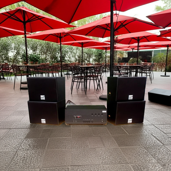 Dàn loa sân vườn: Amply A384-4K Goldsound 4 vùng âm lượng 800w + 4 loa Goldsound ngoài trời V130NT 130w, Amply 4 - 6 vùng âm lượng, loa được thiết kế riêng cho quán, bật lớn không tạp âm, miễn phí công lắp đặt, bảo hành 12 tháng