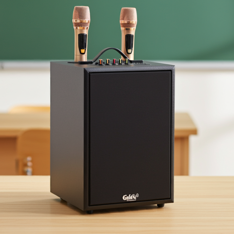 Loa M122 Goldsound: 2 Micro không dây, công suất 120w, bass 20cm, treble 10cm, bluetooth 5.0