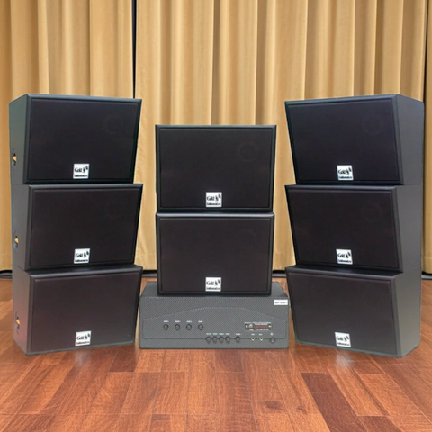 Dàn loa sân vườn: Amply A917 - 4K  + 8 loa V130NT, Amply 4 - 6 vùng âm lượng, loa được thiết kế riêng, bật lớn không tạp âm, miễn phí công lắp đặt, bảo hành dài hạn 5 năm.