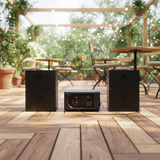 Dàn loa sân vườn: âm ly AMT384 Goldsound 2 vùng âm lượng 380w + 4 loa Goldsound ngoài trời V40NT 40w, loa được thiết kế riêng cho quán, bật lớn không tạp âm, miễn phí công lắp đặt, bảo hành 12 tháng