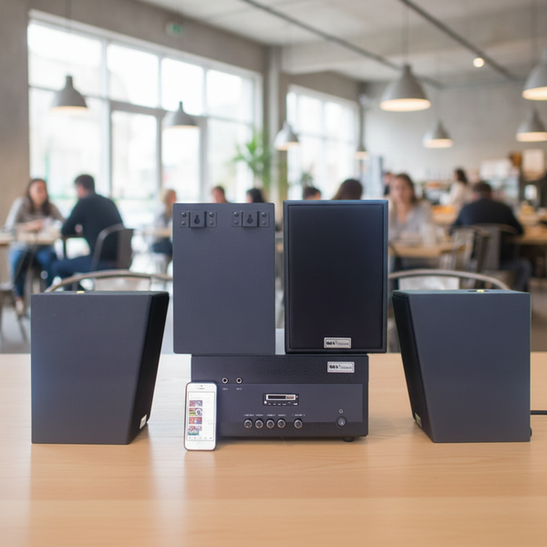 Loa treo tường, phát nhạc nền thông báo: Amply A904 + 04 loa V40